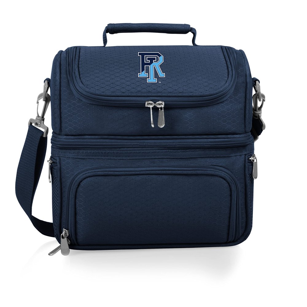 PICNIC TIME NCAA Rhode Island Rams Pranzo Lunch Bag, Insulated Lunch Box with Picnic Set, Lunch Cooler Bag, (Navy Blue)
