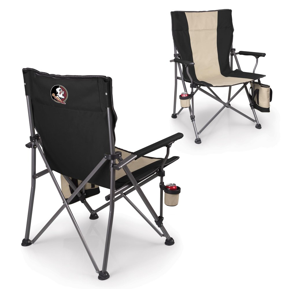 Picnic TIME NCAA Florida State Seminoles Big Bear XXL Camp Chair with Cooler, Heavy Duty Beach Chair, 500 lb Capacity Camping Chair with Carry Bag, (Black)
