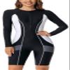 FEOYA Women's Rashguard Long Sleeve UV Protection One Piece Surfing Suit Boyleg Shorty Swimsuit for Diving Canoeing Kayaking Snorkeling view 1