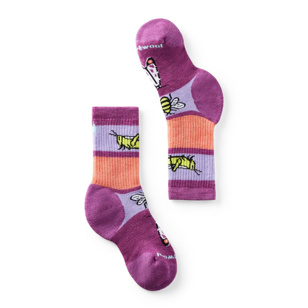 Smartwool Children's Hike Full Cushion Garden Bugs Pattern Crew Meadow Mauve M