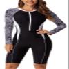 FEOYA Womens Boyleg One Piece Rashguard Swimsuit Printed Long Sleeve Sporty Athletic Diving Suit Surfwear for Snorkeling Kayaking view 1