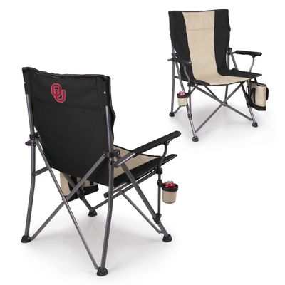 Picnic TIME NCAA Oklahoma Sooners Big Bear XXL Camp Chair with Cooler, Heavy Duty Beach Chair, 500 lb Capacity Camping Chair with Carry Bag, (Black)