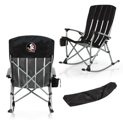 Picnic TIME NCAA Florida State Seminoles Outdoor Rocking Camp Chair, XL Heavy Duty Camping Chair for Adults, (Black)