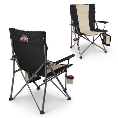 Picnic TIME NCAA Ohio State Buckeyes Big Bear XXL Camp Chair with Cooler, Heavy Duty Beach Chair, 500 lb Capacity Camping Chair with Carry Bag, (Black)