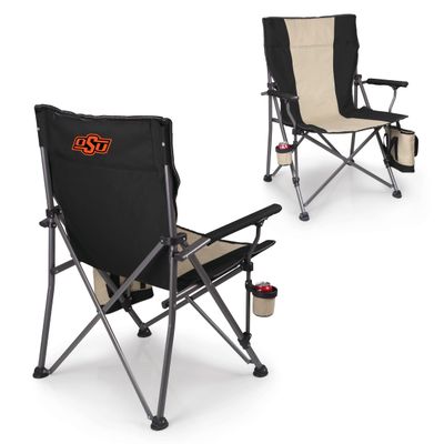 Picnic TIME NCAA Oklahoma State Cowboys Big Bear XXL Camp Chair with Cooler, Heavy Duty Beach Chair, 500 lb Capacity Camping Chair with Carry Bag, (Black)
