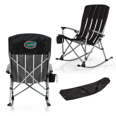 Picnic TIME NCAA Florida Gators Outdoor Rocking Camp Chair, XL Heavy Duty Camping Chair for Adults, (Black)