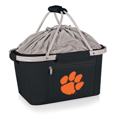 PICNIC TIME NCAA Clemson Tigers Metro Shopping Basket, Insulated Picnic Basket, Collapsible Market Basket, Utility Tote Cooler Bag, (Black)