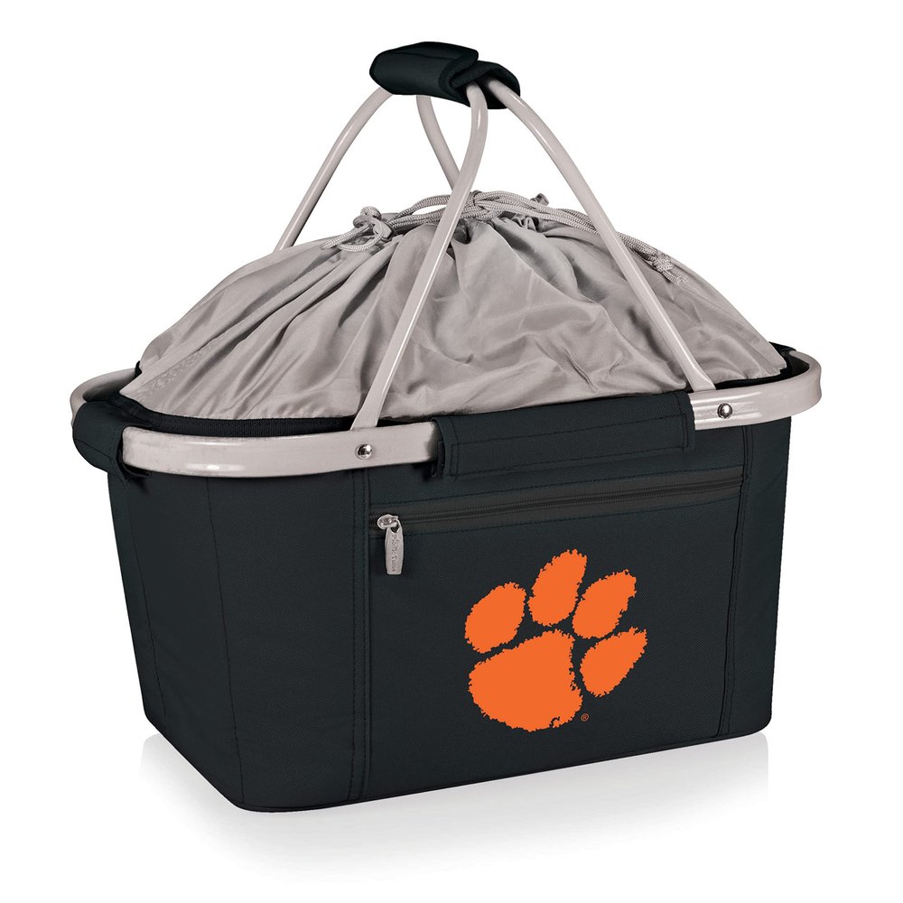 PICNIC TIME NCAA Clemson Tigers Metro Shopping Basket, Insulated Picnic Basket, Collapsible Market Basket, Utility Tote Cooler Bag, (Black)