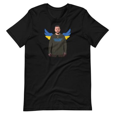 Banisiworld Zelensky Quote We Have Freedom Give Us Wings to Protect It Unisex T-Shirt Black