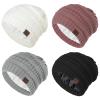 American Trends Satin Lined Beanie Hats Winter Hats for Women Cable Warm Knit Skull Cap Thick Slouchy Beanie Black&Light Grey&White&Pink view 1