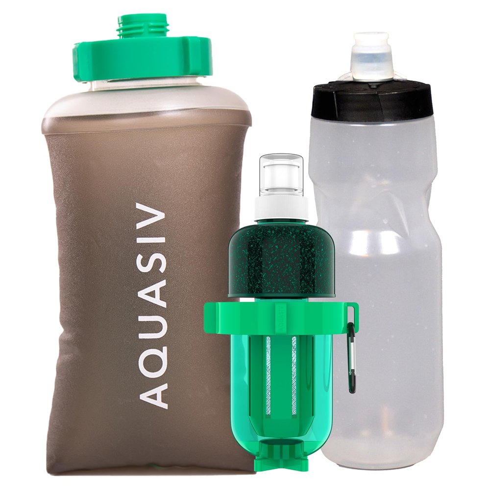 AQUASIV Gravity Water Filter Kit with HFM & Carbon Filter - Lightweight Personal Portable Water Filter - Reliable Camping & Hiking Water Filter (Weekender Kit)