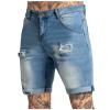 Diesel Men's Ripped Trunks Stretchy Washed Jeans Shorts, Signature Biker (A-Sky Blue, Large) view 1