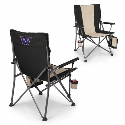 Picnic TIME NCAA Washington State Cougars Big Bear XXL Camp Chair with Cooler, Heavy Duty Beach Chair, 500 lb Capacity Camping Chair with Carry Bag, (Black)