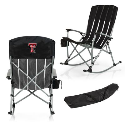 Picnic TIME NCAA Texas Tech Red Raiders Outdoor Rocking Camp Chair, XL Heavy Duty Camping Chair for Adults, (Black)