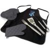PICNIC TIME NCAA Rhode Island Rams BBQ Apron Tote Pro Grill Set, Heavy Duty BBQ Apron for Men with BBQ Accessories, Cooking Apron with BBQ Tools, (Black with Gray Accents) view 1