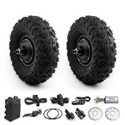 DIY Dual Drive 36V 350W Trolley Flat cart brushless Gear hub Motor 14.5 inch Off-road wheel with disc brake set (48V350W)