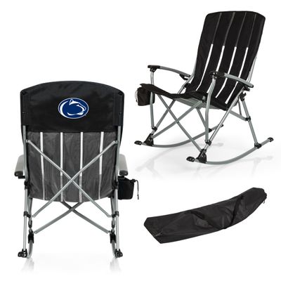 Picnic TIME NCAA Penn State Nittany Lions Outdoor Rocking Camp Chair, XL Heavy Duty Camping Chair for Adults, (Black)