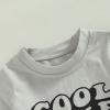 GOOCHEER Summer Outfit Infant Baby Boy Letter Short Sleeve T-shirt Tops and Jogger Pants Toddler Boy 2PCS Clothes Set (Light Grey Black, 0-6 Months) view 2