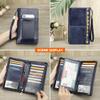 CONTACTS Passport Wallet Leather Family Passport Holder for 4 Travel Documents Organizer RFID Blocking Zipper Blue Card Wallet with 13 Card Slot view 2