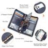 CONTACTS Passport Wallet Leather Family Passport Holder for 4 Travel Documents Organizer RFID Blocking Zipper Blue Card Wallet with 13 Card Slot view 3