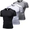 3 Pack Workout Compression Shirts Men Short Sleeve Rash Guard Athletic Undershirt Gear T Shirt for Football Basketball view 1