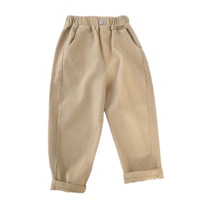 Yartina Toddler Baby Boys Jogger Pants Pull On Cargo Dungarees Drawstring Sweatpants with Pockets Casual Wear Champagne 2-3 Years