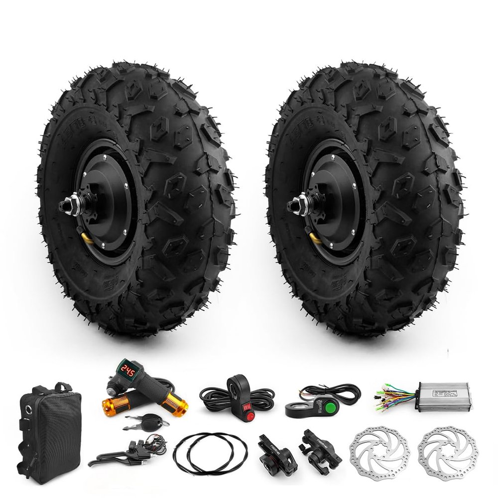 DIY Dual Drive 36V 350W Trolley Flat cart brushless Gear hub Motor 14.5 inch Off-road wheel with disc brake set (36V 350W)