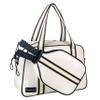 White PU Leather Women Sports Shoulder Gym Bag Pickleball Duffle Bag Pickleball Tote Bag with Front Pocket for 2 Paddles, Inner Storage Pockets, Mesh Water Bottle Holder and Adjustable Shoulder Strap view 1