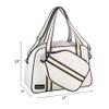 White PU Leather Women Sports Shoulder Gym Bag Pickleball Duffle Bag Pickleball Tote Bag with Front Pocket for 2 Paddles, Inner Storage Pockets, Mesh Water Bottle Holder and Adjustable Shoulder Strap view 2