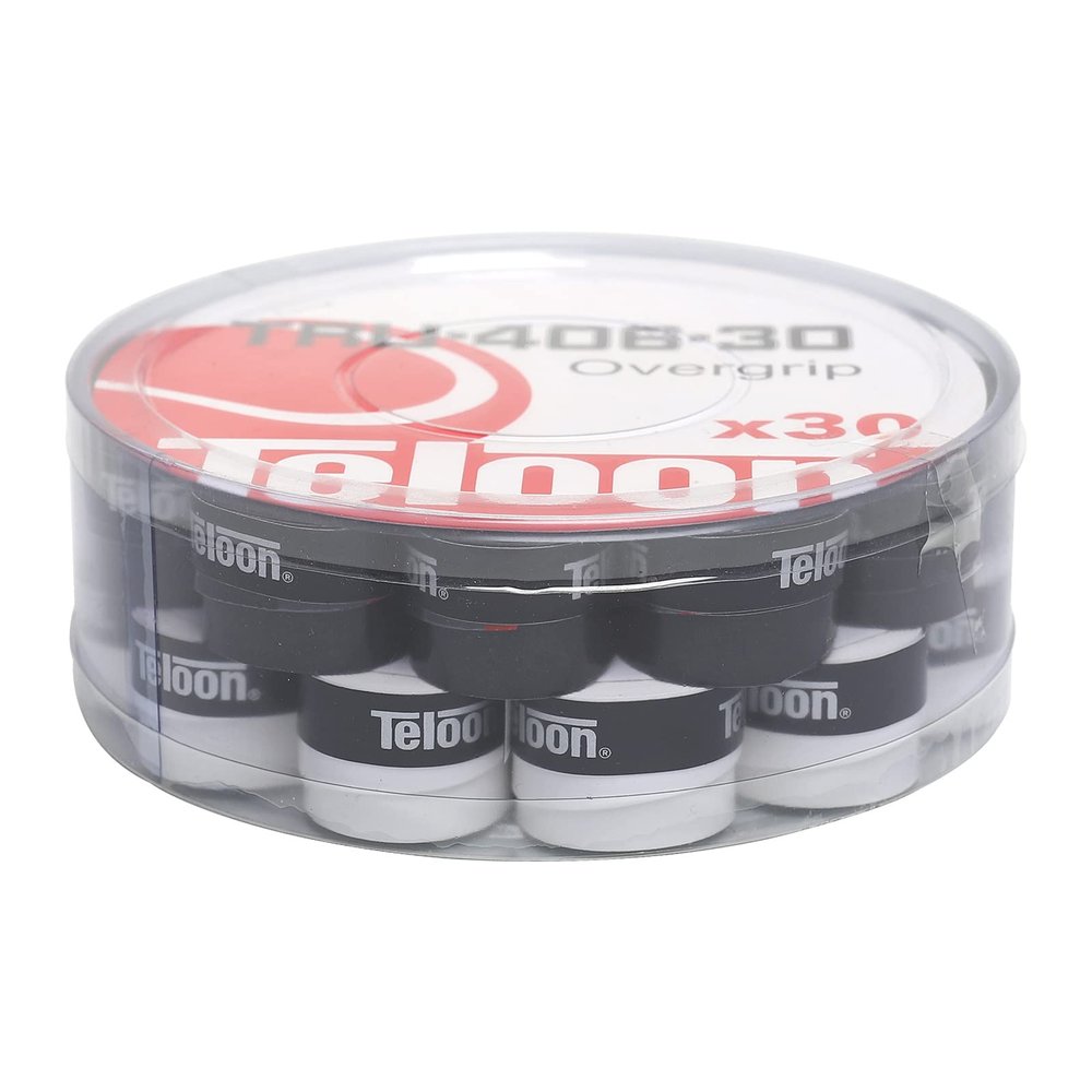 Teloon Overgrip Racket Grip Tape Tennis Overgrip Grip Tape(6 or 12 Pack) Absorb Sweatbands Stretchy Anti Slip Protector Handle Overgrips. (White-Black-30 pcs)