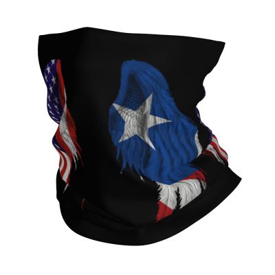 America Flag and Puerto Rico Flag Wings Seamless Neck Gaiter Shield Scarf Bandana Face Mask Seamless UV Protection for Motorcycle Cycling Riding Running Headbands