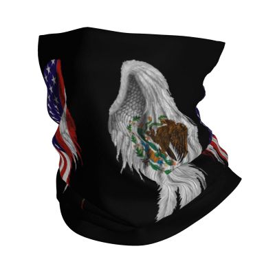 America Flag and Mexican Flag Wings Seamless Neck Gaiter Shield Scarf Bandana Face Mask Seamless UV Protection for Motorcycle Cycling Riding Running Headbands