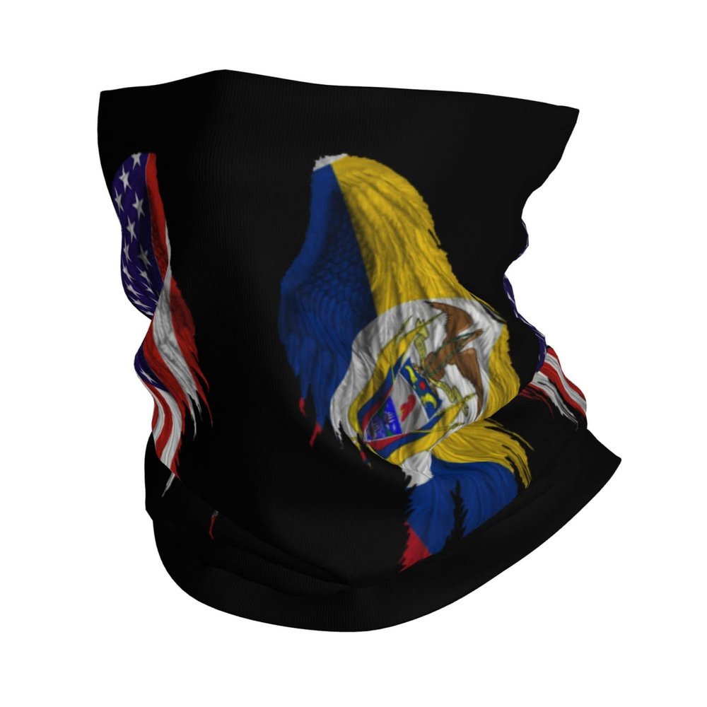 America Flag and Colombian Flag Wings Seamless Neck Gaiter Shield Scarf Bandana Face Mask Seamless UV Protection for Motorcycle Cycling Riding Running Headbands