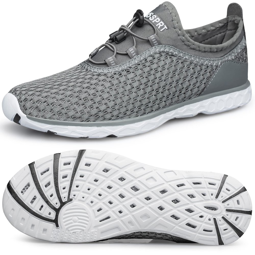 DOUSSPRT Women's Water Shoes Quick Drying Sports Aqua Shoes Darkgrey Size 10