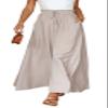 CHARTOU Women's Comfy Drawstring High Waist Wide Leg Casual Palazzo Culottes Pants (Medium, Beige) view 1