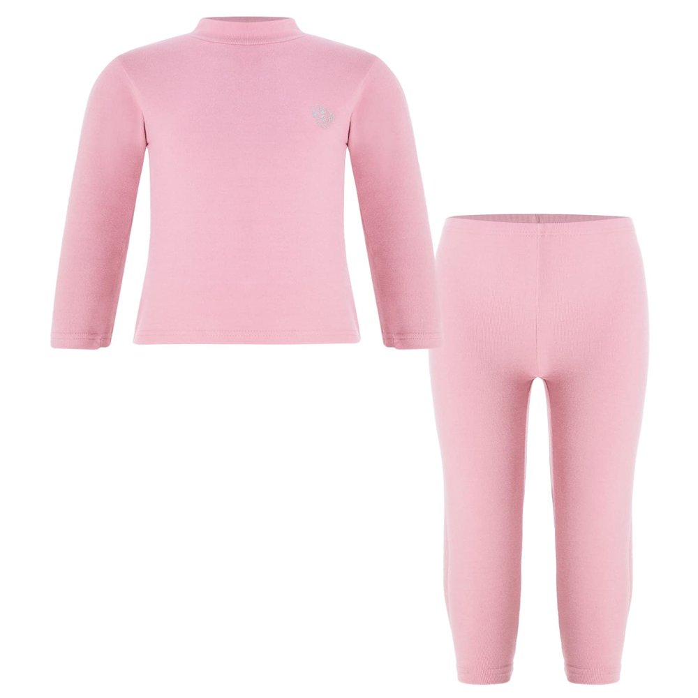 Jugaoge Kids Girls Boys Mock Neck Long Sleeve Thermal Top T-Shirt with Pants Set Warm Underwear Outfits Pink 5-6 Years