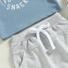 GOOCHEER Toddler Boys Summer Outfit Sets Short Sleeve Letter Print Tops + Solid Color Drawstring Shorts (Blue, 0-6 Months) view 4