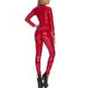 Freebily Women's One Piece Stand Collar Full Body Suit Wet Look Leather Zip Back Catsuit Clubwear Red 5X-Large view 2
