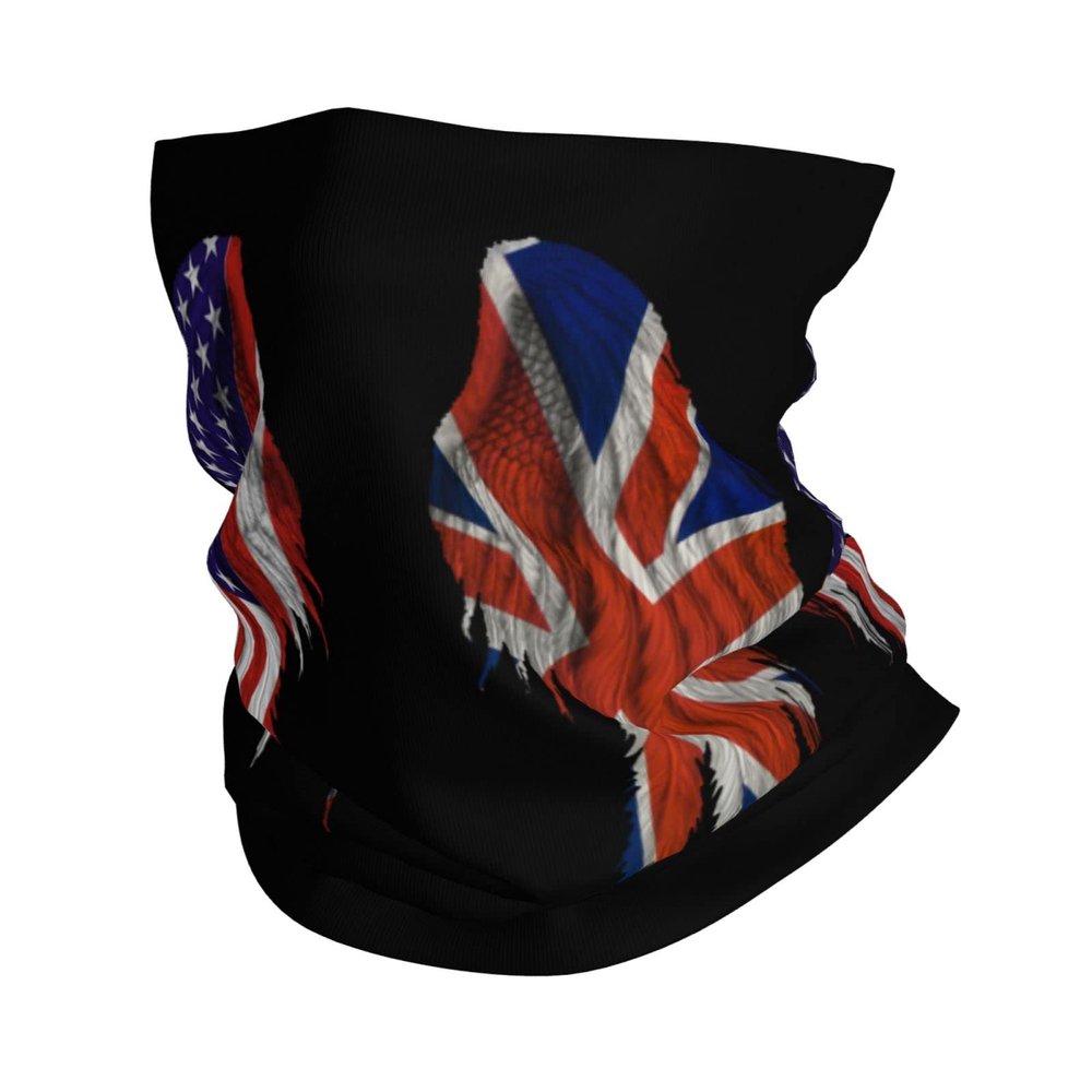 America Flag and British Flag Wings Seamless Neck Gaiter Shield Scarf Bandana Face Mask Seamless UV Protection for Motorcycle Cycling Riding Running Headbands