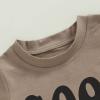 GOOCHEER Toddler Boys Summer Outfit Sets Short Sleeve Letter Print Tops + Solid Color Drawstring Shorts (Coffee, 0-6 Months) view 2
