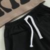 GOOCHEER Toddler Boys Summer Outfit Sets Short Sleeve Letter Print Tops + Solid Color Drawstring Shorts (Coffee, 0-6 Months) view 4