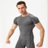 Grey Compression Shirts Men Short Sleeve Workout Gym T-Shirt Running Tops Cool Dry Sports Base Layer Undershirts view 2