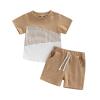 LIOMENGZI Infant Baby Boy Summer Clothes Outfit Color Block T-shirt Shorts Set Toddler Checkerboard Clothes 6 12 18 Months 2T view 1