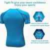 Blue Compression Shirts Men Short Sleeve Workout Gym T-Shirt Running Tops Cool Dry Sports Base Layer Undershirts view 4