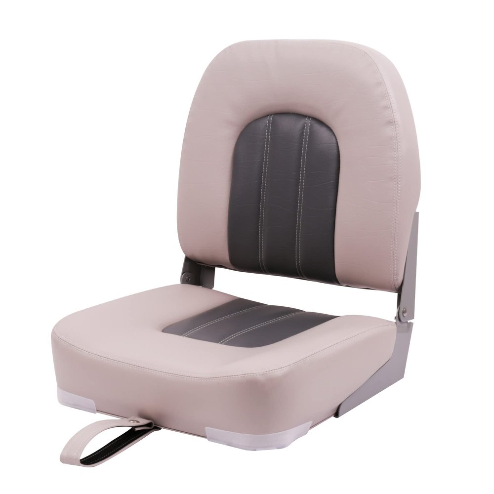Deckpro Angler Low Back Boat Seat, Fold-Down Fishing Boat Seat Grey/Charcoal