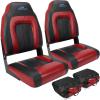 Affordura Boat Seat for Boats with 2 Storage Bags High Back Folding Boat Seat Boat Fold Down Seat (2 Packs), Black and Red view 1