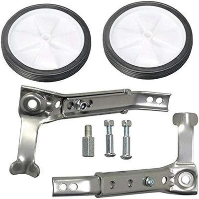 Bicycle Training Wheels Stabilizers with Mounted Bracket Screws for Kids of 16 18 20 22 24 Inch Bikes (Silver)
