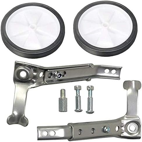 Bicycle Training Wheels Stabilizers with Mounted Bracket Screws for Kids of 16 18 20 22 24 Inch Bikes (Silver)
