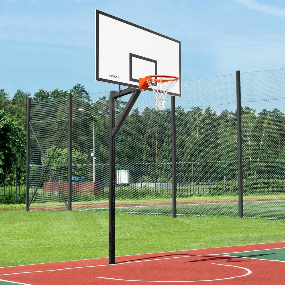 FORZA ALU80 Socketed Basketball Unit - 2X Basketball Board Sizes - Heavy Duty Inground Basketball Hoop (Without Ground Sockets, Without Pole Padding, Matchplay Board (72in x 42in))