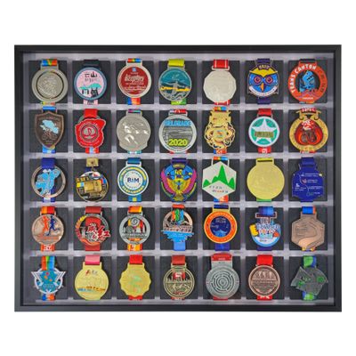 BIANJIE - Medal Photo Frame, Display Case, Collection Box, for Runners, Marathons, Race Winners, Swimming, Soccer, Gymnastics, Easy Installation (Black, 5x7)